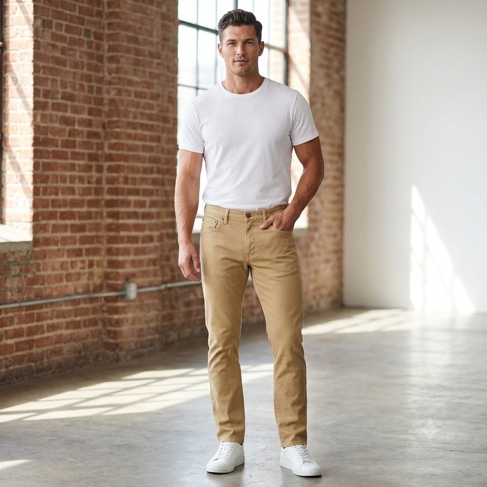 J Crew Mens Size 29x32 The Driggs Pants Tan/Khaki Slim Fit Corded Chino Corduroy
